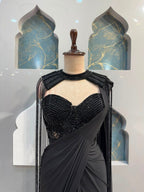 "MIDNIGHT NOIR EMBELLISHED DRAPE SAREE"