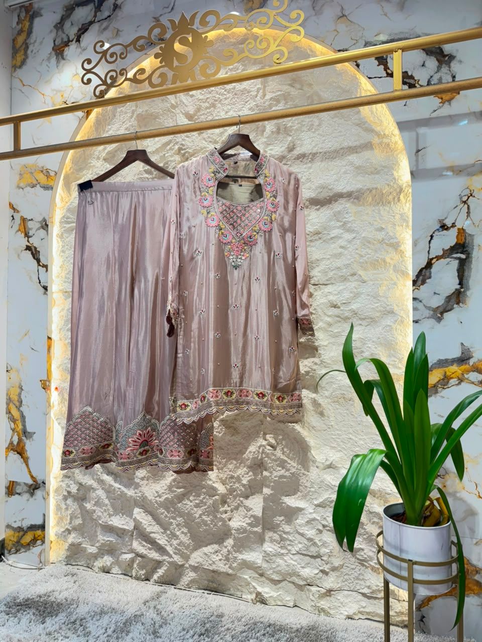 "BLUSH ROSE EMBROIDERED SUIT"