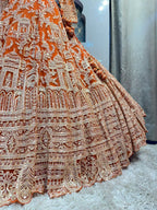 "ORANGE HERITAGE EMBROIDERED LEHENGA"