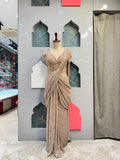 "CHAMPAGNE PEARL DRAPE SAREE"