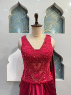"ELEGANT WINE RED INDO WESTERN"