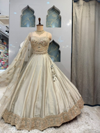 "ELEGANT IVORY GOLD EMBROIDERED LEHENGA"