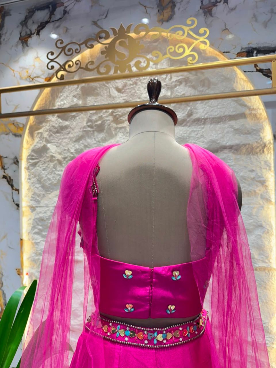 "ROYAL FUCHSIA HAND EMBROIDERED INDO-WESTERN"