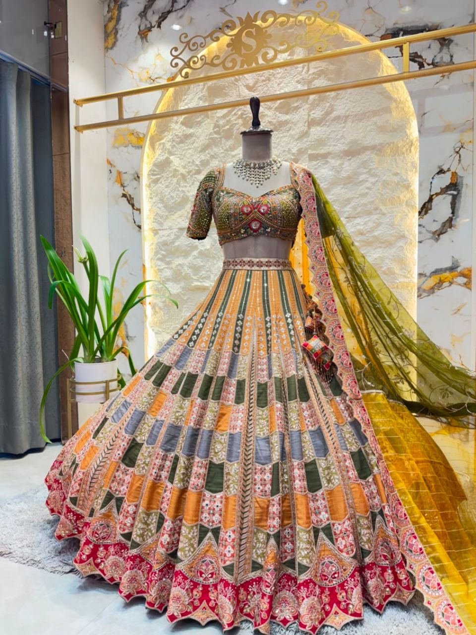 "HERITAGE MOSAIC LEHENGA"
