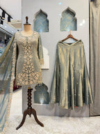 "SAGE ROYALE EMBROIDERED SHARARA"