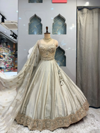 "ELEGANT IVORY GOLD EMBROIDERED LEHENGA"