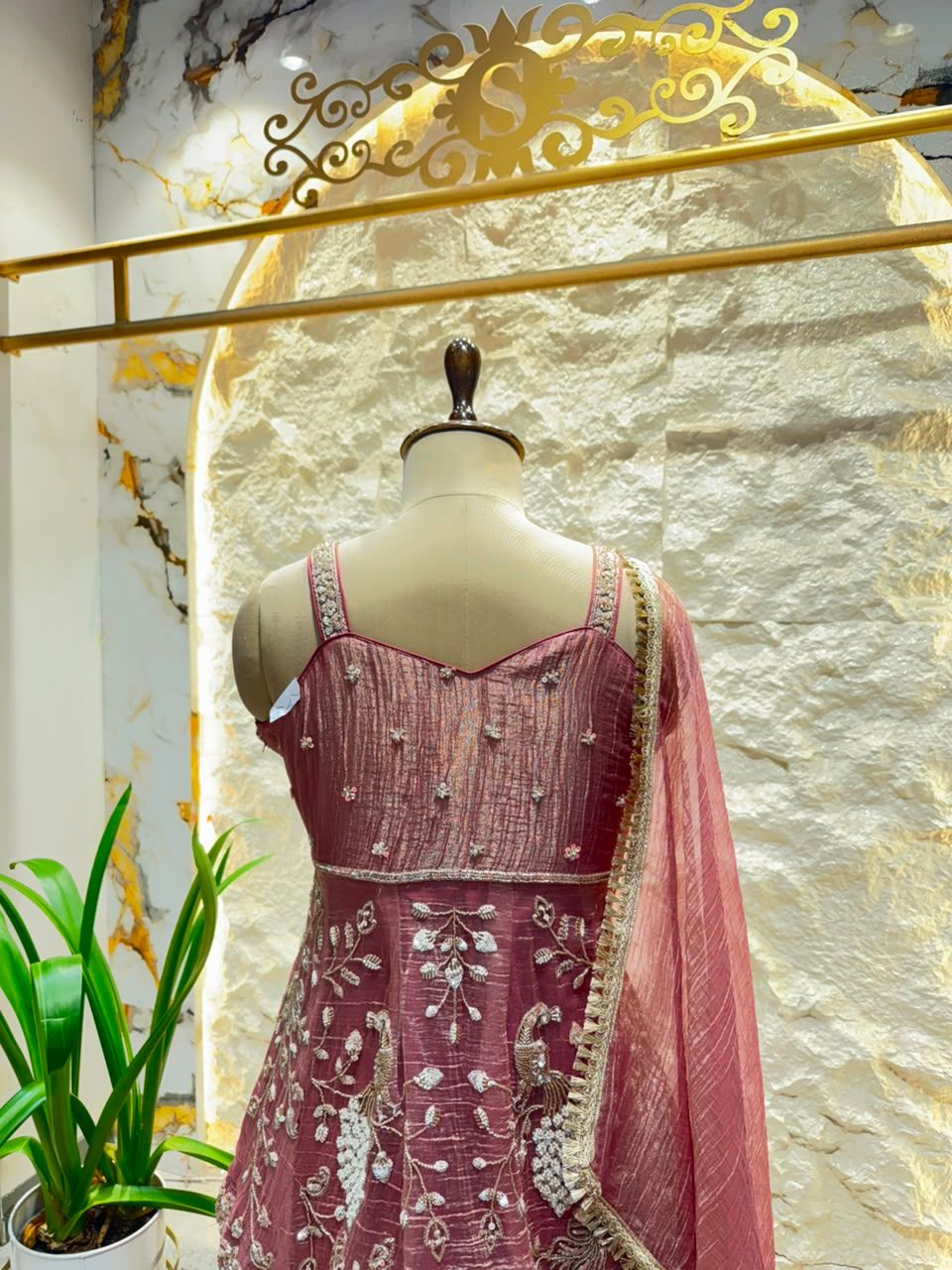 "BLUSH PINK EMBROIDERED PEPLUM SHARARA"