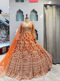 "ORANGE HERITAGE EMBROIDERED LEHENGA"