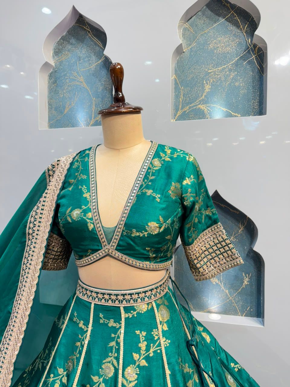 "EMERALD BLOOM HERITAGE LEHENGA"