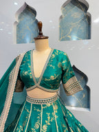 "EMERALD BLOOM HERITAGE LEHENGA"