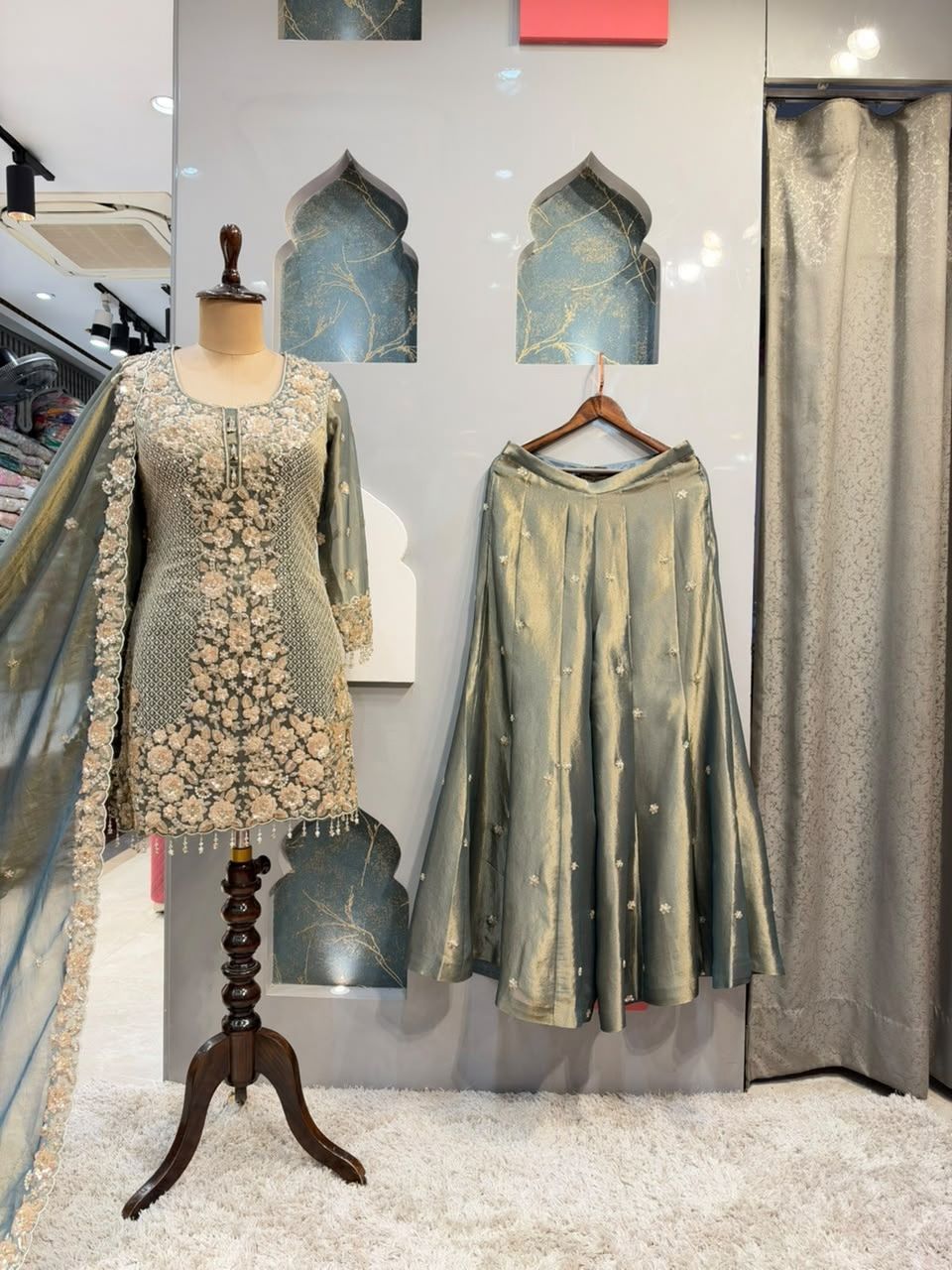 "SAGE ROYALE EMBROIDERED SHARARA"