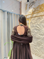 "ELEGANT CHOCOLATE BROWN EMBROIDERED SUIT"