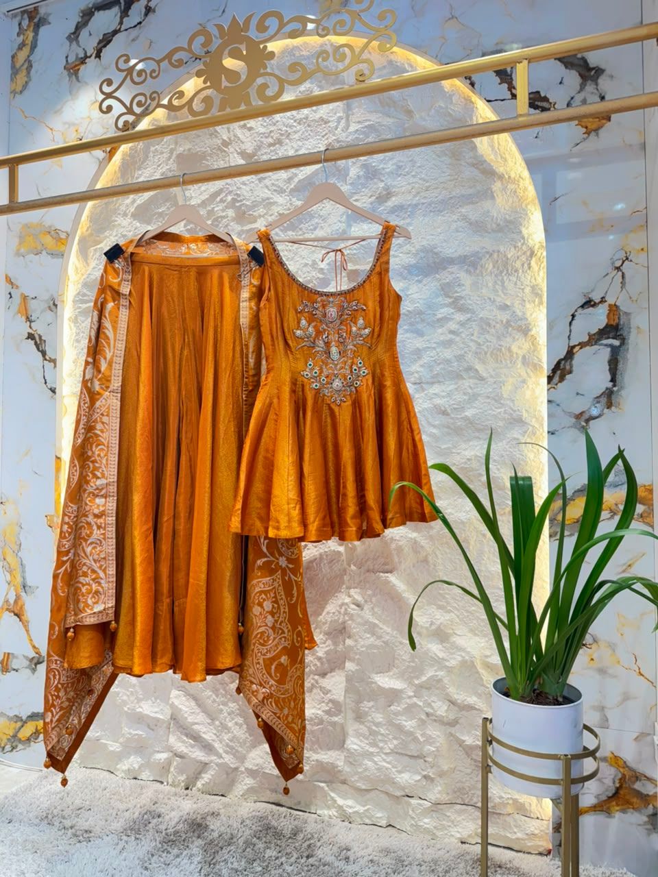 "GOLDEN AABROO EMBELLISHED SHARARA"