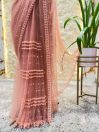 "BLUSH PINK PEARL EMBROIDERED SAREE"