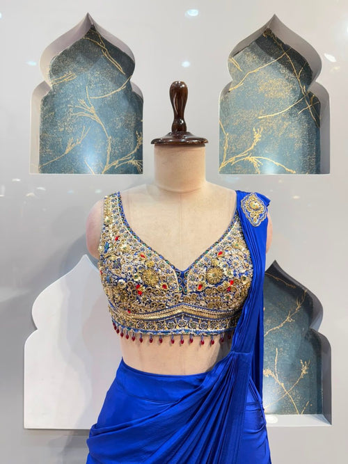 "ROYAL SAPPHIRE DRAPE SAREE"