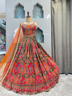"PEACOCK ROYALE MULTICOLOUR EMBROIDERED LEHENGA"