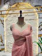 "BLUSH PINK PEARL EMBROIDERED SAREE"