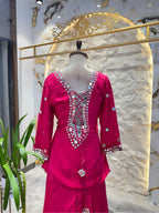 "RANI PINK MIRROR WORK SHARARA"