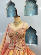 "ROSE GOLD CHAMPAGNE EMBROIDERED LEHENGA"