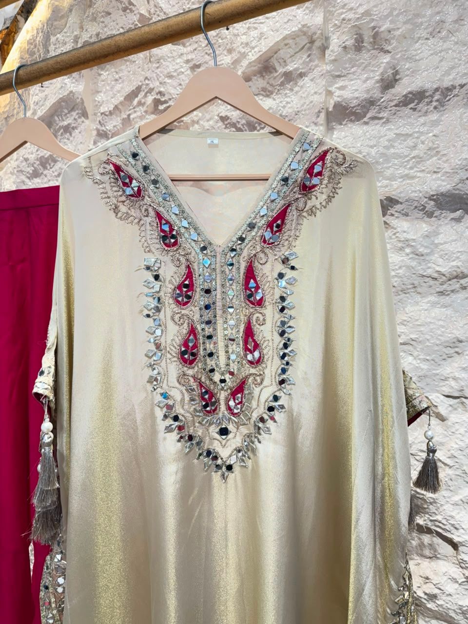 "IVORY EMBROIDERED KURTA WITH PLAZZO"