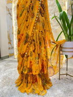 "MUSTARD MUSE DRAPE SAREE"