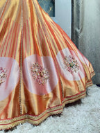 "ROSE GOLD CHAMPAGNE EMBROIDERED LEHENGA"