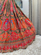 "PEACOCK ROYALE MULTICOLOUR EMBROIDERED LEHENGA"