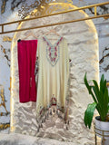 "IVORY EMBROIDERED KURTA WITH PLAZZO"