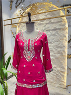 "RANI PINK MIRROR WORK SHARARA"