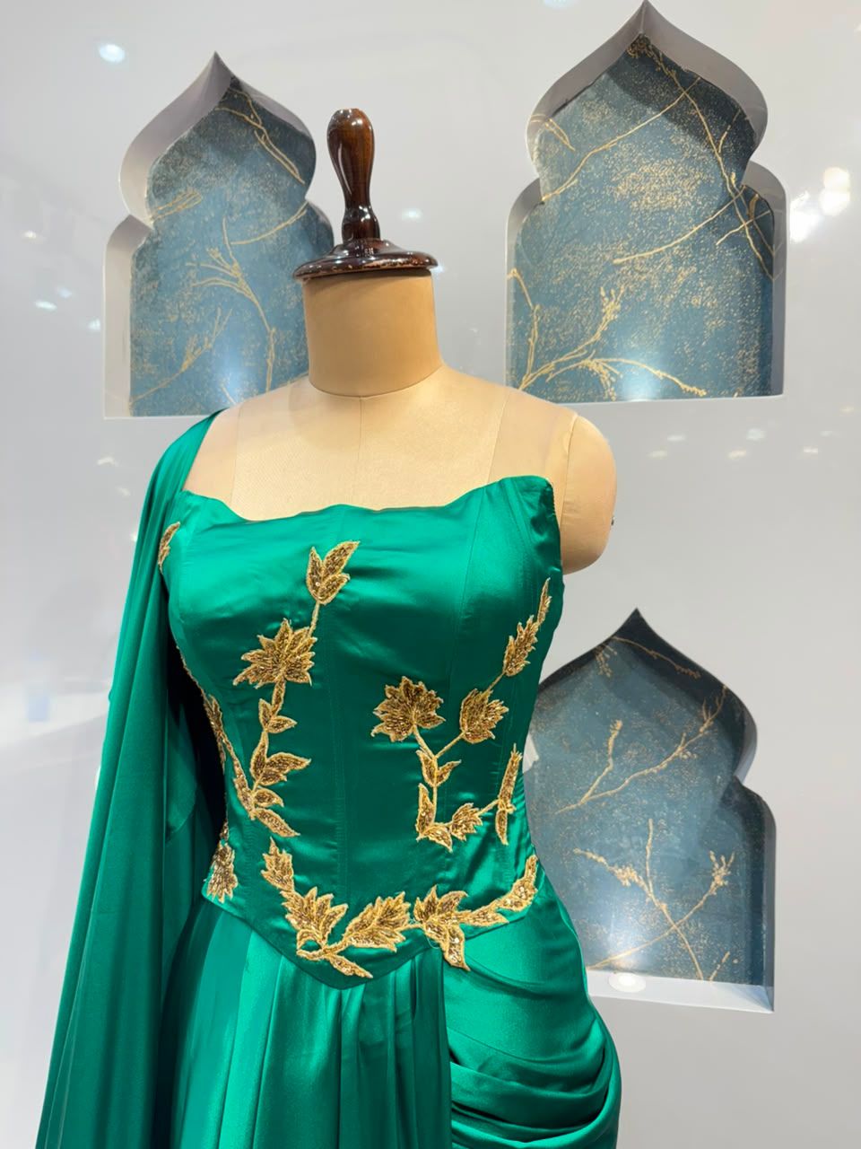 "EMERALD DRAPE ELEGANCE INDO-WESTERN"