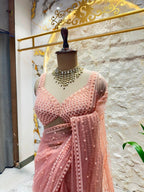"BLUSH PINK PEARL EMBROIDERED SAREE"