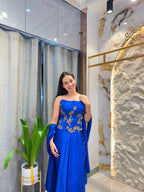 "ROYAL SAPPHIRE DRAPE INDO-WESTERN"