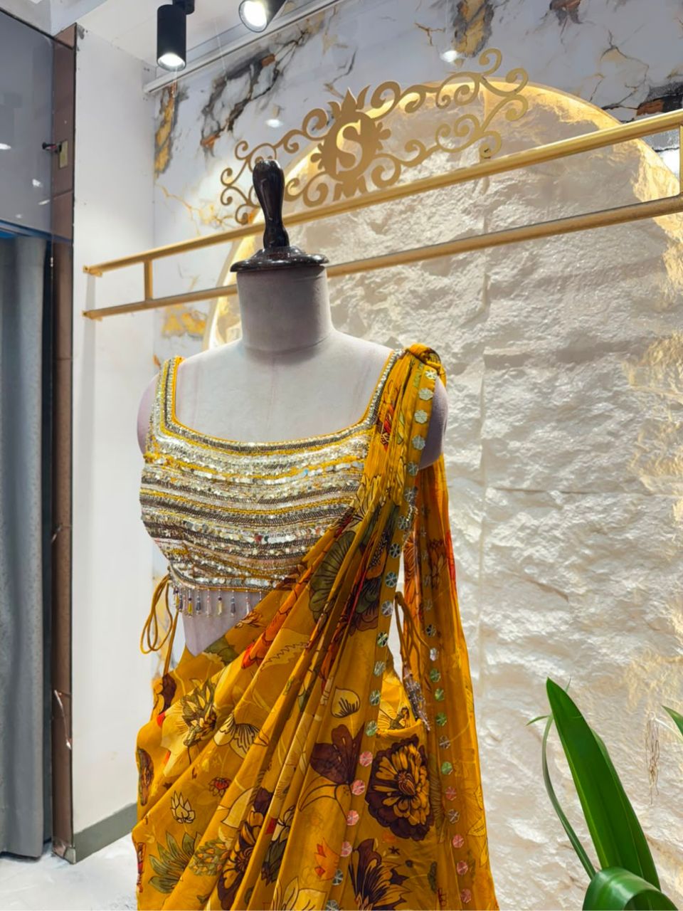 "MUSTARD MUSE DRAPE SAREE"