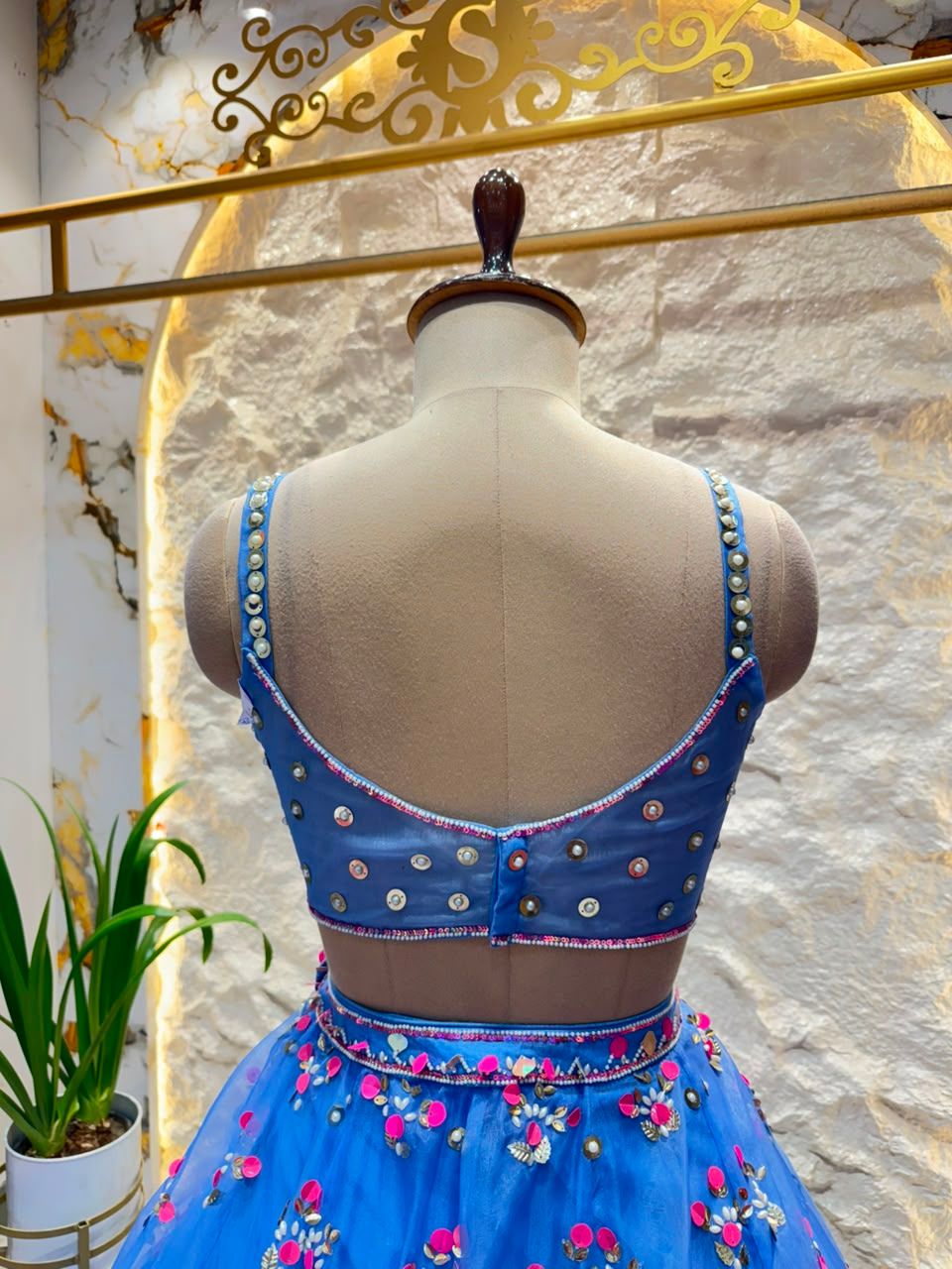 "ROYAL BLUE FLORAL SYMPHONY LEHENGA"