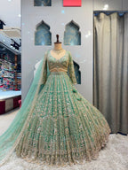 "MINT GREEN REGAL ZARI EMBROIDERED LEHENGA"