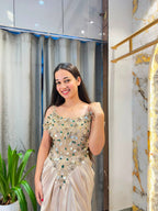 "CHAMPAGNE PEARL EMBROIDERED INDO-WESTERN"
