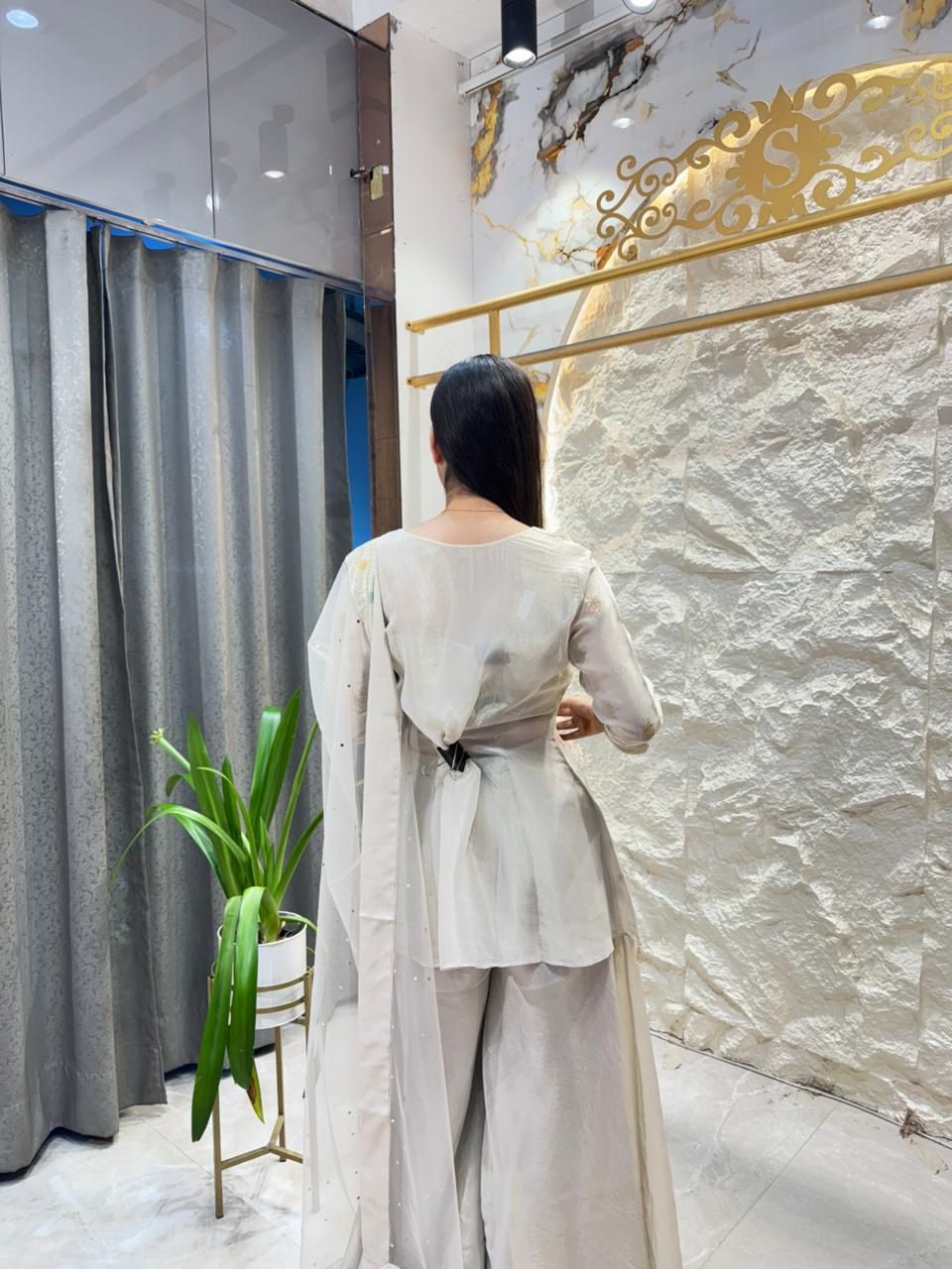 "IVORY PEARL EMBROIDERED SUIT"