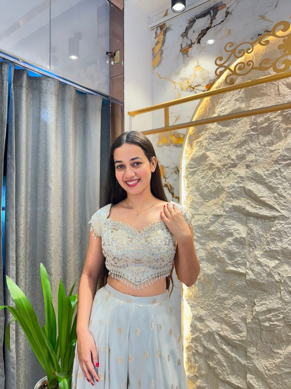 "PEARL FROST EMBELLISHED INDO-WESTERN"