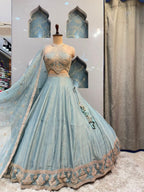 "CELESTIAL BLUE EMBELLISHED LEHENGA"