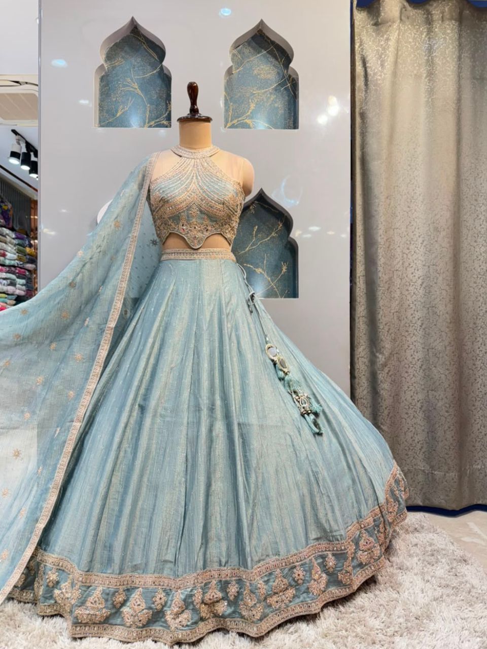"CELESTIAL BLUE EMBELLISHED LEHENGA"