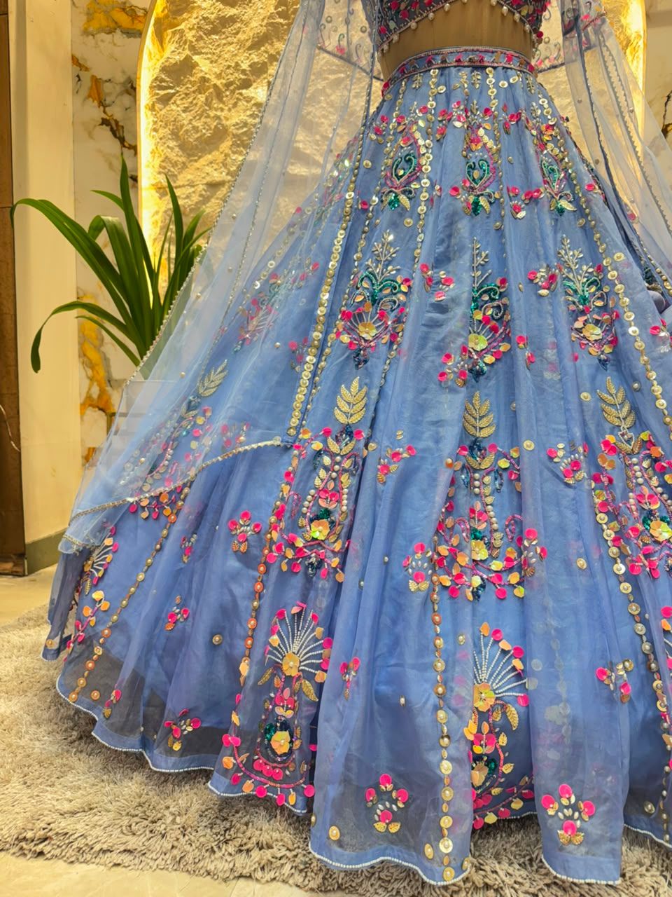 "ROYAL BLUE FLORAL SYMPHONY LEHENGA"