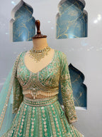 "MINT GREEN REGAL ZARI EMBROIDERED LEHENGA"