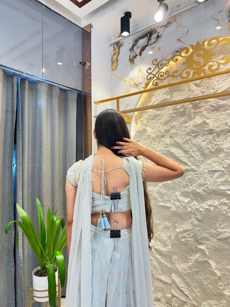 "PEARL FROST EMBELLISHED INDO-WESTERN"