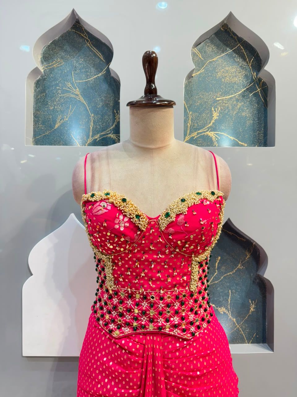 "FUCHSIA DRAPED GLAM INDO-WESTERN"