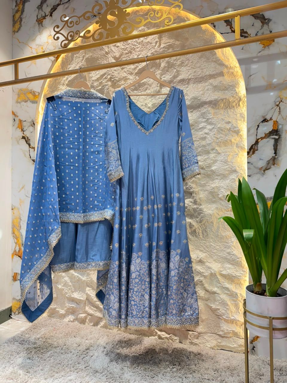 "POWDER BLUE ELEGANCE ANARKALI "