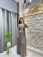 "SMOKEY GREY EMBELLISHED JACKET STYLE INDO-WESTERN"