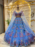 "ROYAL BLUE FLORAL SYMPHONY LEHENGA"