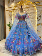 "ROYAL BLUE FLORAL SYMPHONY LEHENGA"