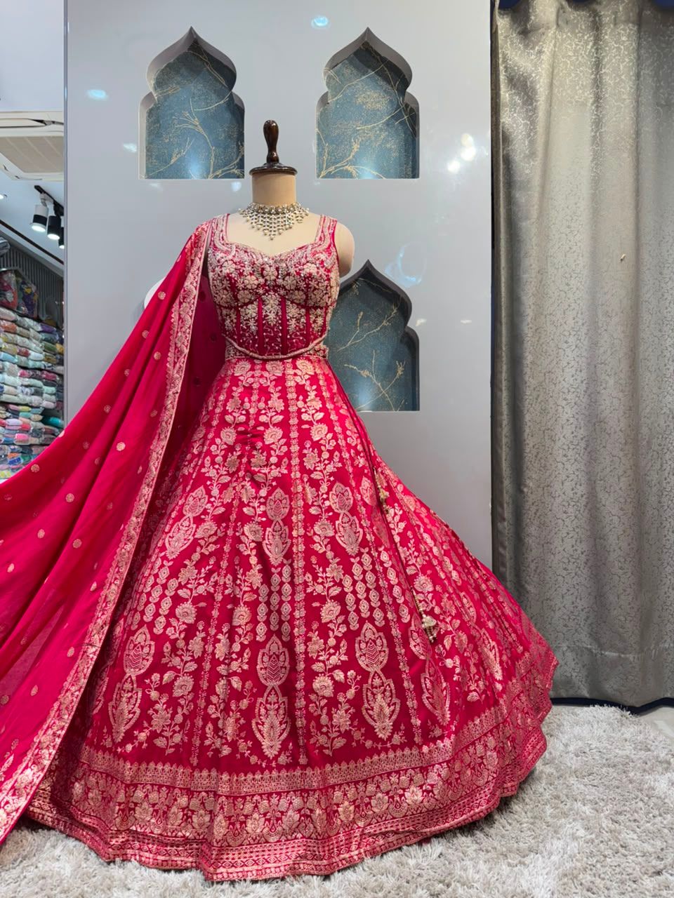 "RANI PINK EMBROIDERED LEHENGA"