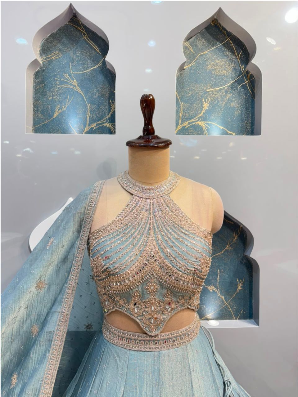 "CELESTIAL BLUE EMBELLISHED LEHENGA"